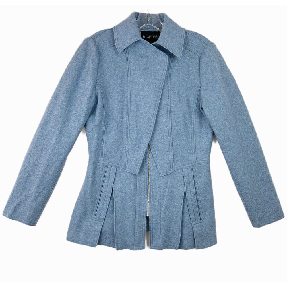 Etcetera Blue Asymmetrical Blazer with Peplum Hem